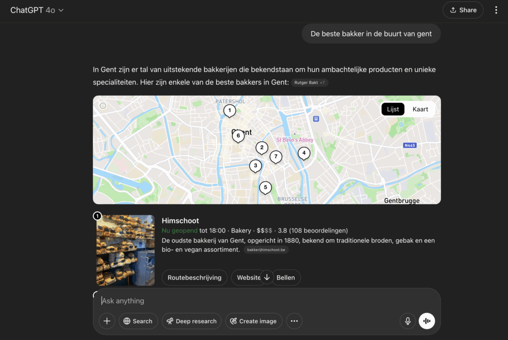 screenshot van chat gpt zoekresultaten
